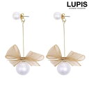 LUPIS コットンパール×リボンバックキャッチピアス アクセサリー