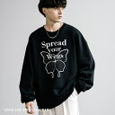 Rocky Monroe スウェット 裏起毛 バタフライ トレーナー メンズ レディース プリント プルオーバー ルーズ オーバーサイズ ビッグシルエット ルー...