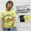 Maqua-store Tシャツ レディース 半袖 ティーシャツ TEE グルーブオン GROOVEON M L 黒 ブラック 白 ホワイト プリント ワークルード系 ブランド 人気 アメカジ ストリート系 サーフ系 ファッション おしゃれ かっこいい