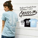 Maqua-store Tシャツ レディース 半袖 ティーシャツ TEE グルーブオン GROOVEON M L 黒 ブラック 白 ホワイト プリント ワークルード系 ブランド 人気 アメカジ ストリート系 サーフ系 ファッション おしゃれ かっこいい