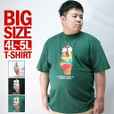 【8/11まで5%OFFクーポン】Maqua-store Tシャツ メンズ 大きいサイズ 4L 5L XXXL XXXXL 半袖 TEE ビッグサイズ ブランド GROOVEON グルーブオン プリント アイスクリーム アメリカン フォト ロゴ ティーシ