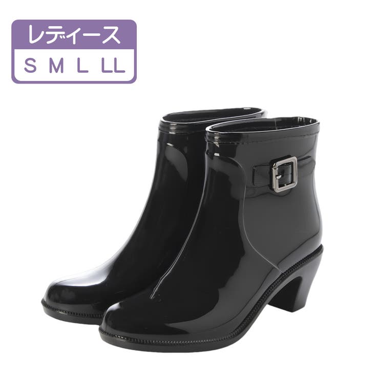【10%OFFクーポン!11/27(木)1:59まで】K's PLUS レディース ショート レインブーツ レインシューズ バックル ベルト チャンキーヒール ...