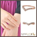 【6/5限定 20%OFFクーポン】lunolumo V字デザインのピンクゴールドリング 指輪 N アクセサリー