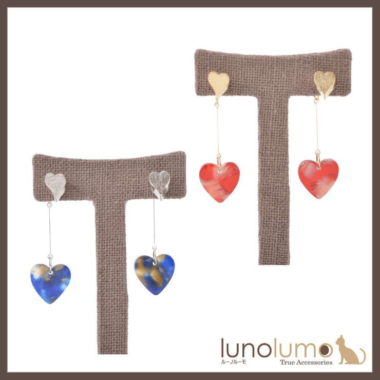 Tourmaline - lunolumo マーブルハートのガーリーピアス アクセサリー