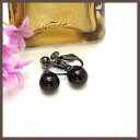 lunolumo SALE 10mm玉のブラックボールイヤリング アクセサリー