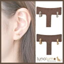 lunolumo セミフープデザインの加工メタルイヤリング アクセサリー