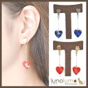 lunolumo マーブルハートのガーリーイヤリング アクセサリー