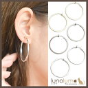 lunolumo SALE フープイヤリング メタル レディース ゴールド シルバー 黒 パイプ イヤリング 4cm シンプル アクセサリー