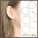 lunolumo SALE フープイヤリング メタル レディース ゴールド シルバー 黒 パイプ イヤリング 4cm キラキラ アクセサリー