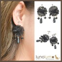 lunolumo SALE イヤリング レース リボン レディース 黒 ゴシック ガーリー ワンカラー アクセサリー