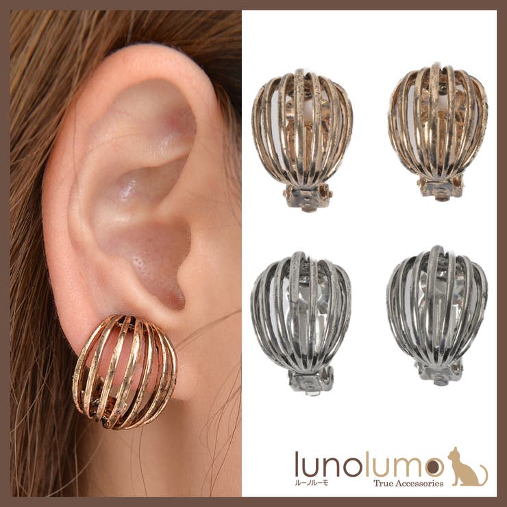 lunolumo イヤリング メタル レディース ゴールド シルバー 燻し加工 アンティーク風 シック カジュアル E アクセサリー