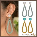 lunolumo SALE イヤリング レディース ウッド 木 天然素材 グレー ベージュ バイカラー 大ぶり エスニック E アクセサリー