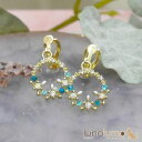 【10%OFFクーポン!11/27(木)1:59まで】lunolumo イヤリング レディース 花 フラワー 青 キラキラ ゴールド 小さめ 揺れる 可愛い E...