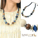 lunolumo SALE ネックレス レディース ウッド 天然素材 青 ブルー ブラウン エスニック アジアン カジュアル N アクセサリー