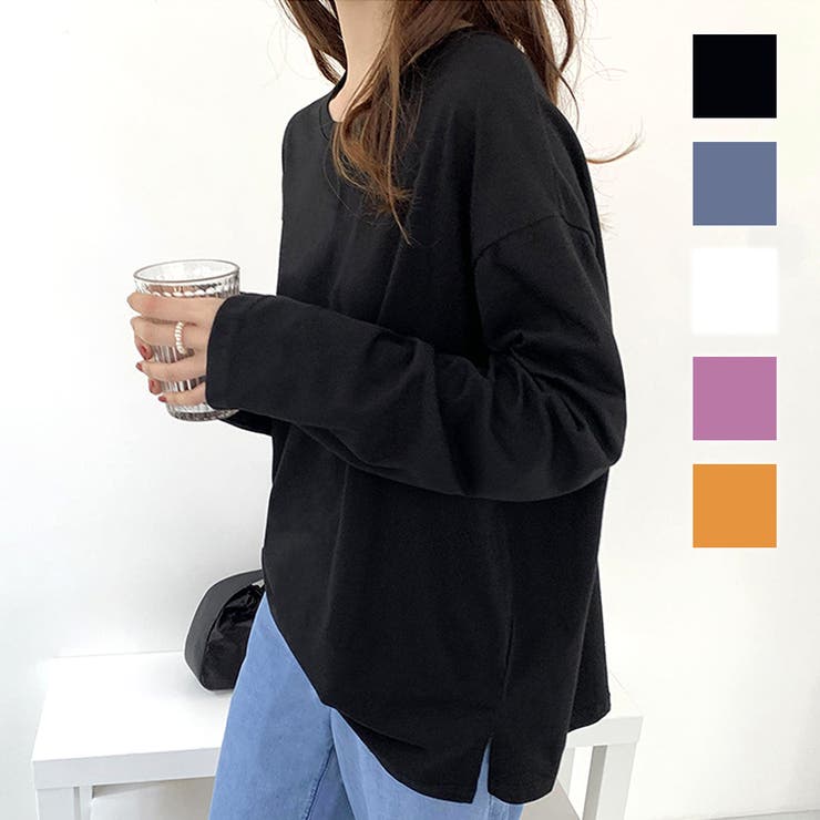 【10％OFFクーポン！5/27(水)1:59まで】Dewlily オーバーサイズロングTシャツ レディース 長袖 無地 10代 20代 30代 韓国ファッション シンプル 大きいサイズ ストリート オールシーズン トップス
