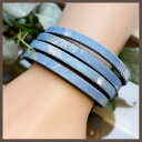 lunolumo デニムとシルバーのブレスレット アクセサリー