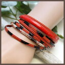 lunolumo レッドパイソン柄のバングルブレスレット アクセサリー