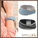 lunolumo ブレスレット レディース デニム ジーンズ ラインストーン クロス 青 黒 N アクセサリー