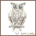 lunolumo ブローチ レディース ふくろう 梟 ミミズク フクロウ メタル シルバー キラキラ 枝 縁起物 B アクセサリー