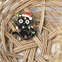 【7/11 1:59まで 5%OFFクーポン】lunolumo クリスマス ピンブローチ ラペルピン ピンバッチ 猫 ネコ ねこ 黒猫 サンタ帽子 プレゼント ...