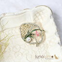 lunolumo ブローチ レディース 蘭 ラン 花 フラワー パール キラキラ ラインストーン ゴールド B アクセサリー