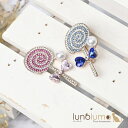 lunolumo ブローチ レディース アメ あめ 飴 キャンディ キラキラ ラインストーン パール ピンク 青 B アクセサリー