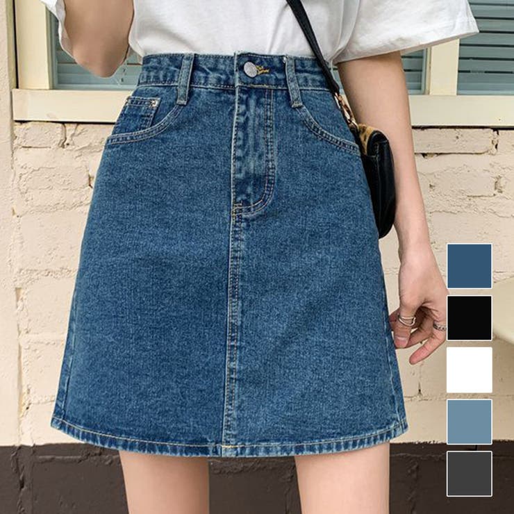【10％OFFクーポン！5/27(水)1:59まで】Dewlily デニム風ミニスカート レディース 10代 20代 30代 韓国ファッション 春 夏 秋 カジュアル かわいい おしゃれ シンプル ミニ丈 白 黒 スカート