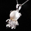 【10%OFFクーポン 9/9 23:59まで】gulamu jewelry ネックレス レディース/豪華18粒 テディベア ネックレス/レディース/パール ネックレス/プラチナ仕上げ/シルバー925 czギフト結婚式 二次会 パーティ アクセサリー シン
