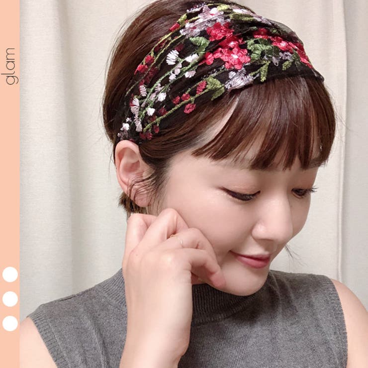 【20%OFFクーポン!11/25(火)限定!】gulamu jewelry 花柄 フラワー レース 透け ヘアバンド ターバン ボタニカル ブラック ホワイト...