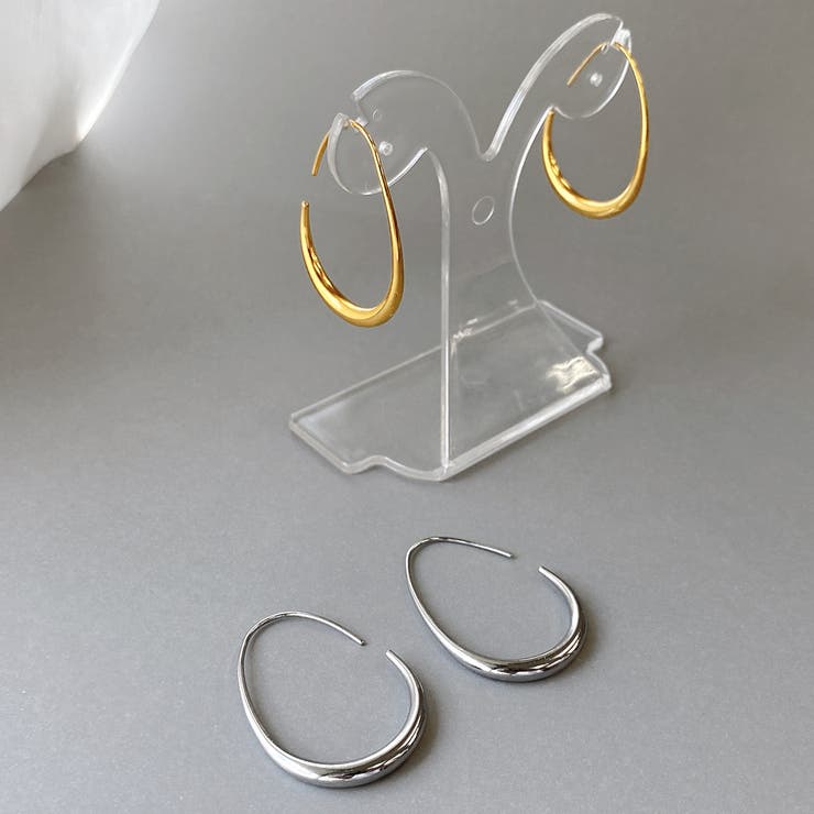 FACION 大振りドロップフープステンレスピアス サージカルステンレス316L レディース アクセサリー