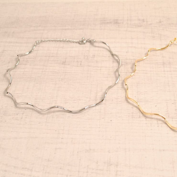FACION 変形ウェーブメタルネックレス カーブ 曲線 ライン デイリー チョーカー シルバー ゴールド パーティー 結婚式 二次会 レディース シンプル アクセサリー プレゼント ギフト 女性 アクセサリー