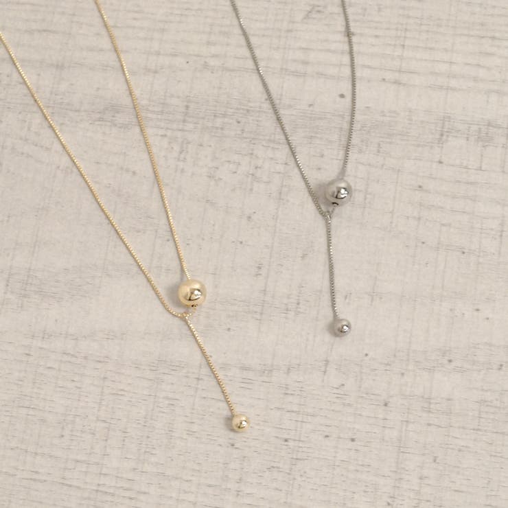 FACION メタルボールY字チェーンネックレス ゴールドシルバーパーティー結婚式ペンダント アクセサリー