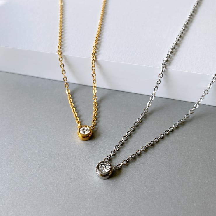 【10％OFFクーポン！1/16(金)1:59まで】FACION 一粒ラウンドストーンステンレスネックレス レディース サージカルステンレス316L アクセサリー