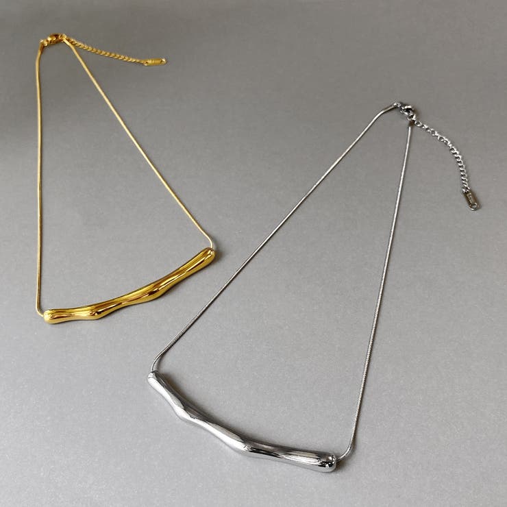 FACION ニュアンスカーブステンレスネックレス 316L サージカルステンレス ゆがみ 変形 レディース つけっぱなし アクセサリー