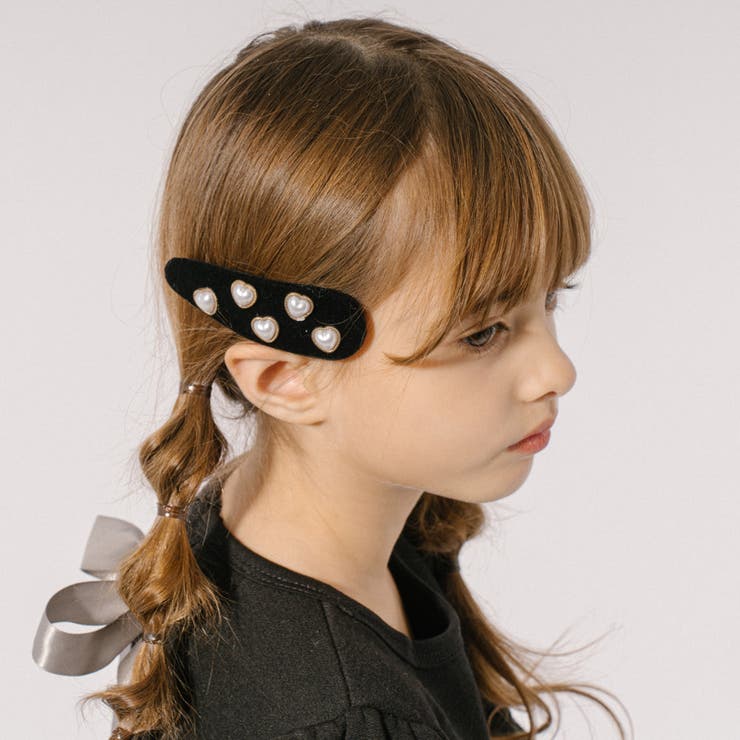 URBAN CHERRY 【2個セット】ハートパールベロアヘアピン ヘアアクセサリーのサムネイル