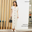 【5%OFFクーポン 9/11 1:59まで】HENANA 前後2wayリブワンピース ボタン ルーズマキシワンピース ロング 春夏 美ライン きれいめ 半袖 レディースマタニティ前後2waywワンピース 一枚で様々なパターンの着こなしが可能 ワンピース