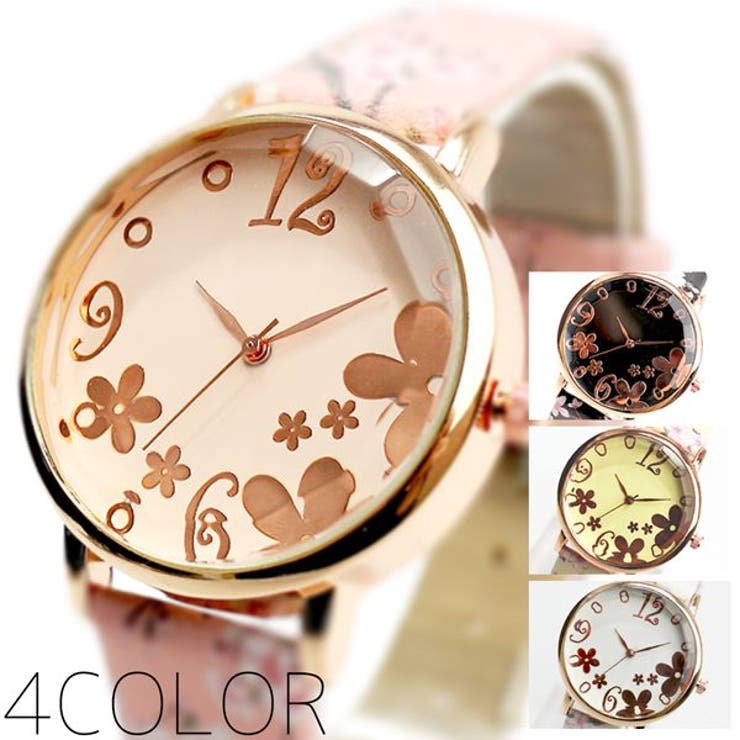 【10％OFFクーポン！11/27(木)1:59まで】腕時計アパレル雑貨小物のSP 手元にパッと花開く！ 魅力あふれたかわいい桜模様ベルト クリスタルカットガラス ピンクゴールドケース SPST034 レディース腕時計 アクセサリー