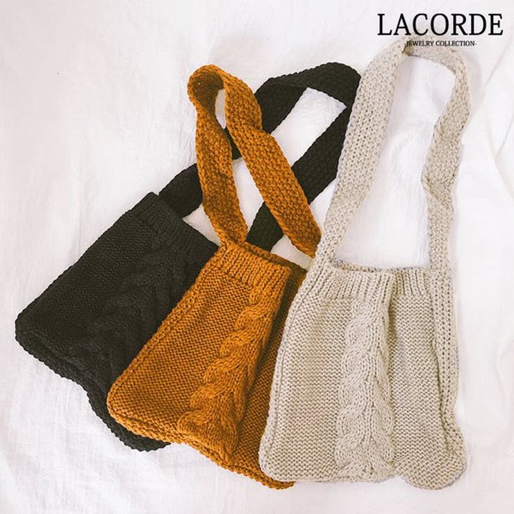 【10％OFFクーポン！1/29(木)1:59まで】LUPIS ケーブル編みニットハンドバッグ バッグ・鞄