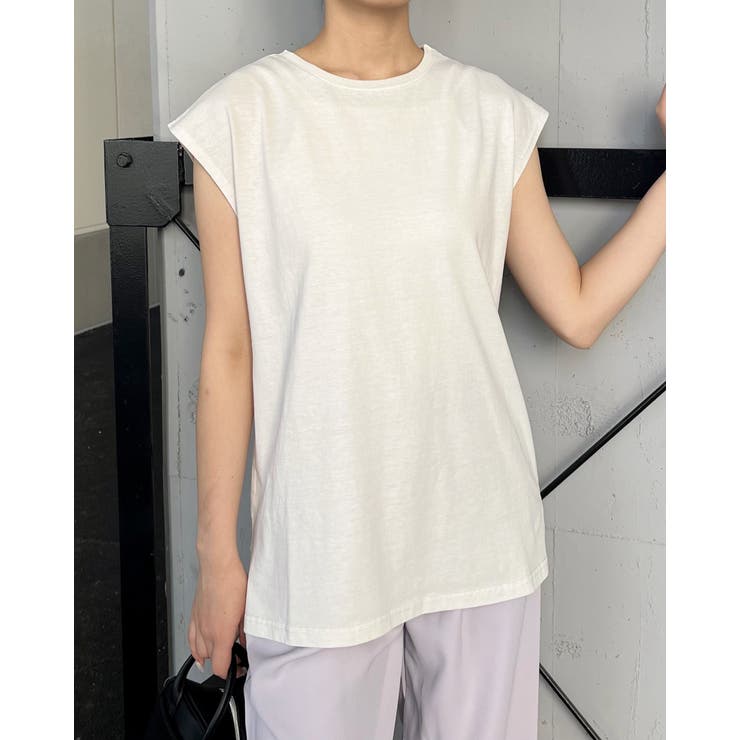 ＆soiree ピグメント フレンチスリーブTシャツ トップス