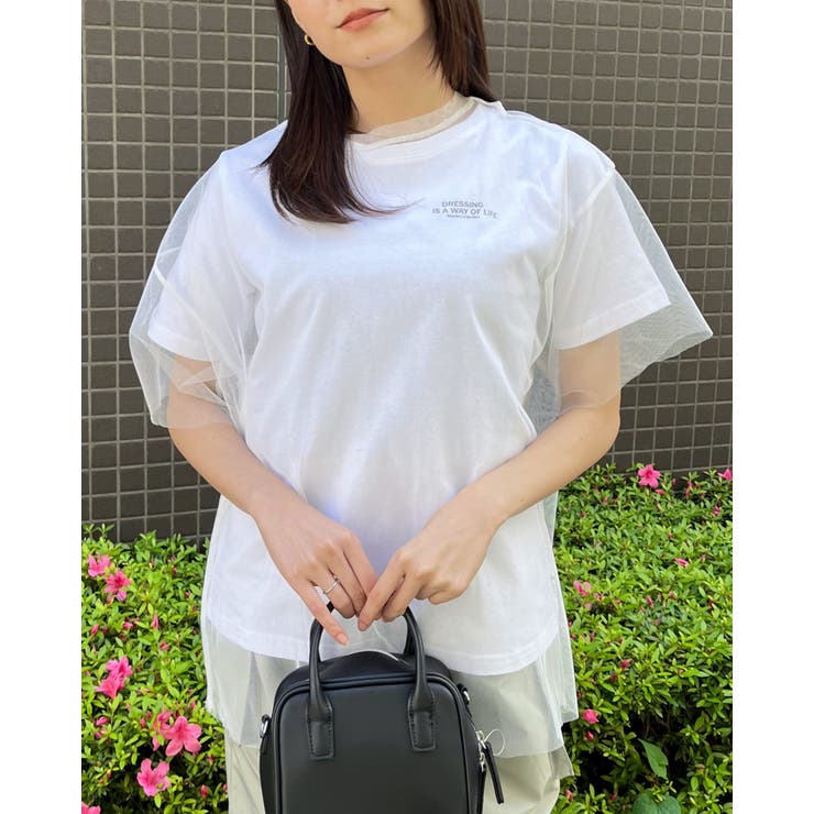 ＆soiree ロゴT×チュールT コンパクトアンサンブル トップス