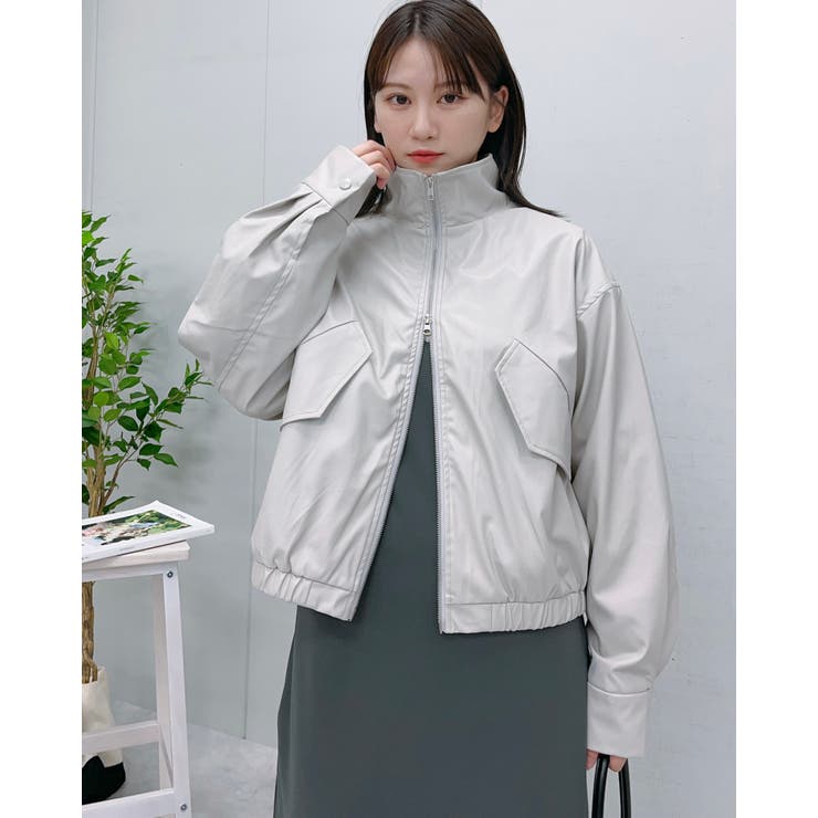 【10％OFFクーポン！2/23(月)1:59まで】＆soiree フェイクレザー2wayスタンドカラーブルゾン アウター(コート・ジャケットなど)