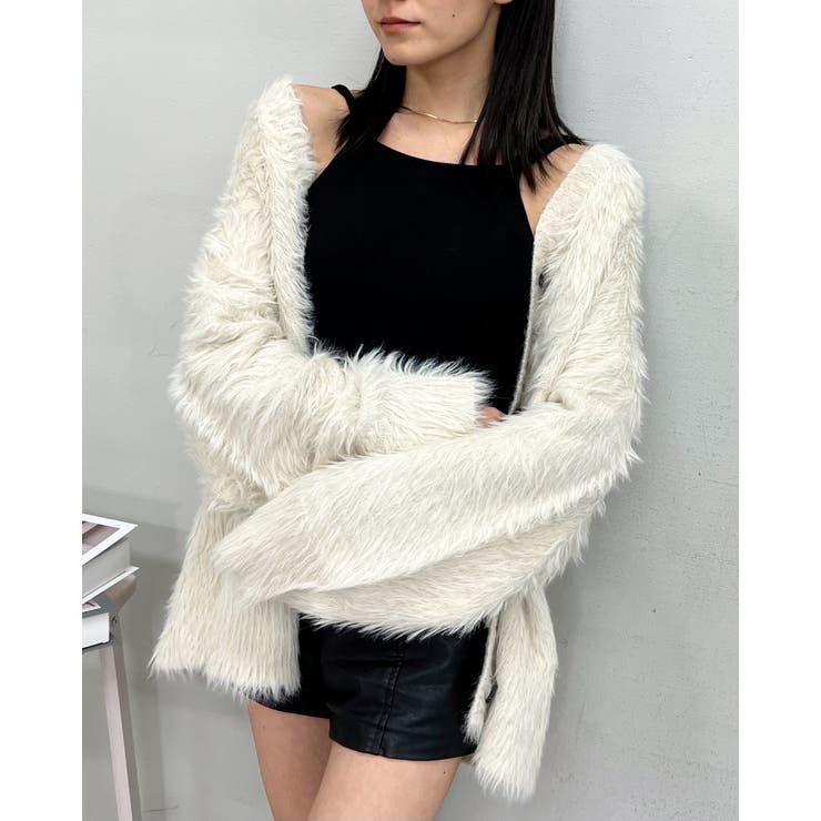 ＆soiree モヘアライクシャギーニットカーディガン トップス