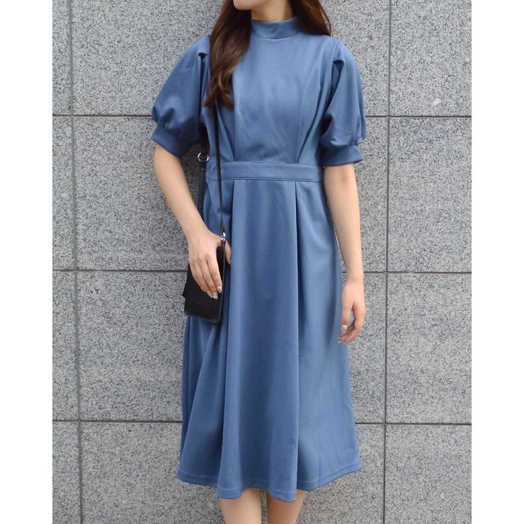 【10％OFFクーポン！1/29(木)1:59まで】＆soiree ウエストタックパフスリーブワンピース ワンピース・ドレス