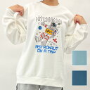 【マラソン期間中 5%OFFクーポン】&soiree 裏起毛宇宙プリントトレーナー レディース 韓国 韓国ファッション 長袖 裏起毛 プリント ロゴ トレーナー トップス ストリート スウェット ストリート系 春 春服 春コーデ トップス