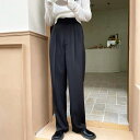 【マラソン期間中 5%OFFクーポン】&soiree タックストレートパンツ スラックス パンツ・ズボン