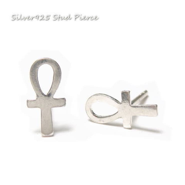 YUKATANゆかたん 【シルバーピアス】サンダルを象ったアンクのモチーフ！クロス十字架のスタッドピアス 【レディースピアス】 アクセサリー アクセサリー