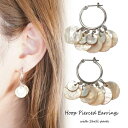 YUKATANゆかたん レディースピアス シェル クロッシング ワンタッチ チタンポスト フープピアス ループピアス ラウンド 丸 貝 アクセサリー