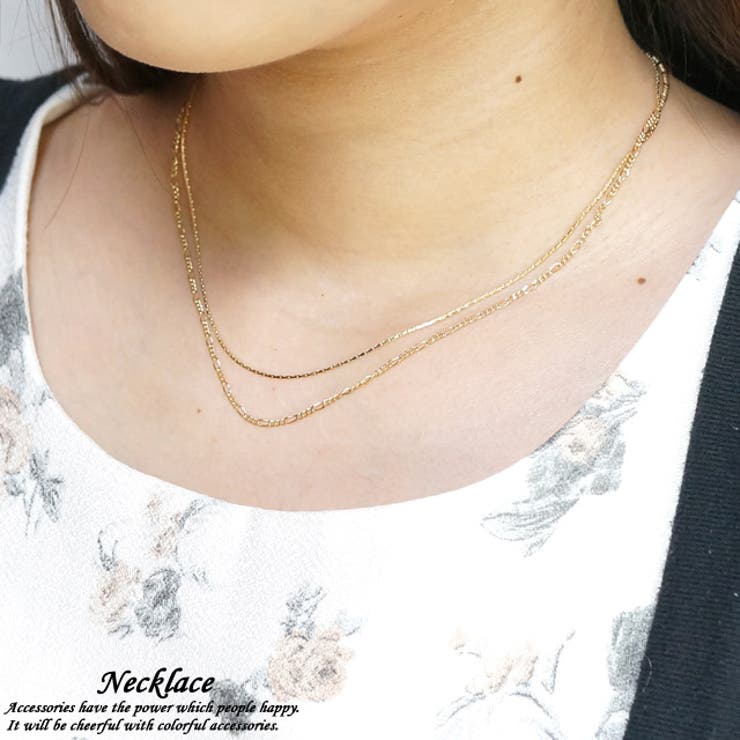 YUKATANゆかたん レディースネックレス チェーンネックレス 2連 キラキラ ゴールド シルバー スエッジチェーン 喜平チェーン キヘイショートネックレス アクセサリー