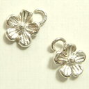 YUKATANゆかたん フラワーシルバーパーツ2個で1セット 横幅4.74mm×高さ6.47mmで5枚花びらのお花(中)シルバー925製の小さいパーツ2個セット...