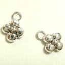 YUKATANゆかたん フラワーシルバーパーツ2個で1セット 横幅4.70mm×高さ6.72mmで花びら四枚のお花 シルバー925製の小さいパーツ2個セット ビーズ アクセサリー アクセサリー アクセサリー